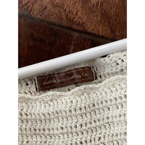 Matilda Jane You and Me Girls Crochet Boho Grace Top Minimalist Ivory Cream SZ 6 - Picture 7 of 10